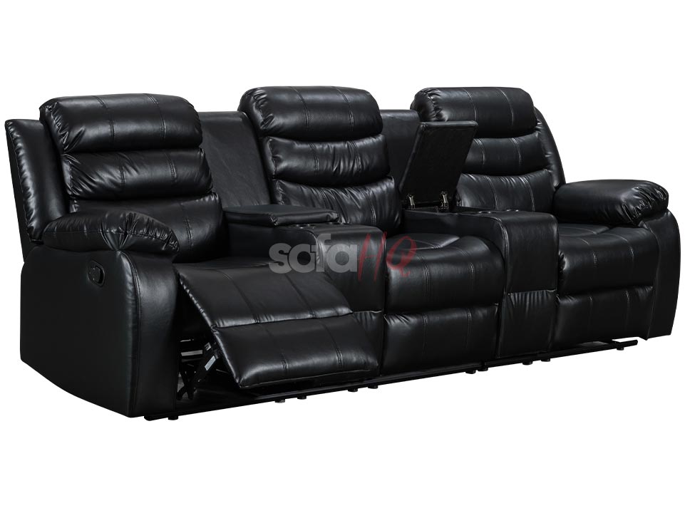 Reclined 3 Seater Black Leather Recliner Sofa - Sofa Chelsea | Sofa HQ