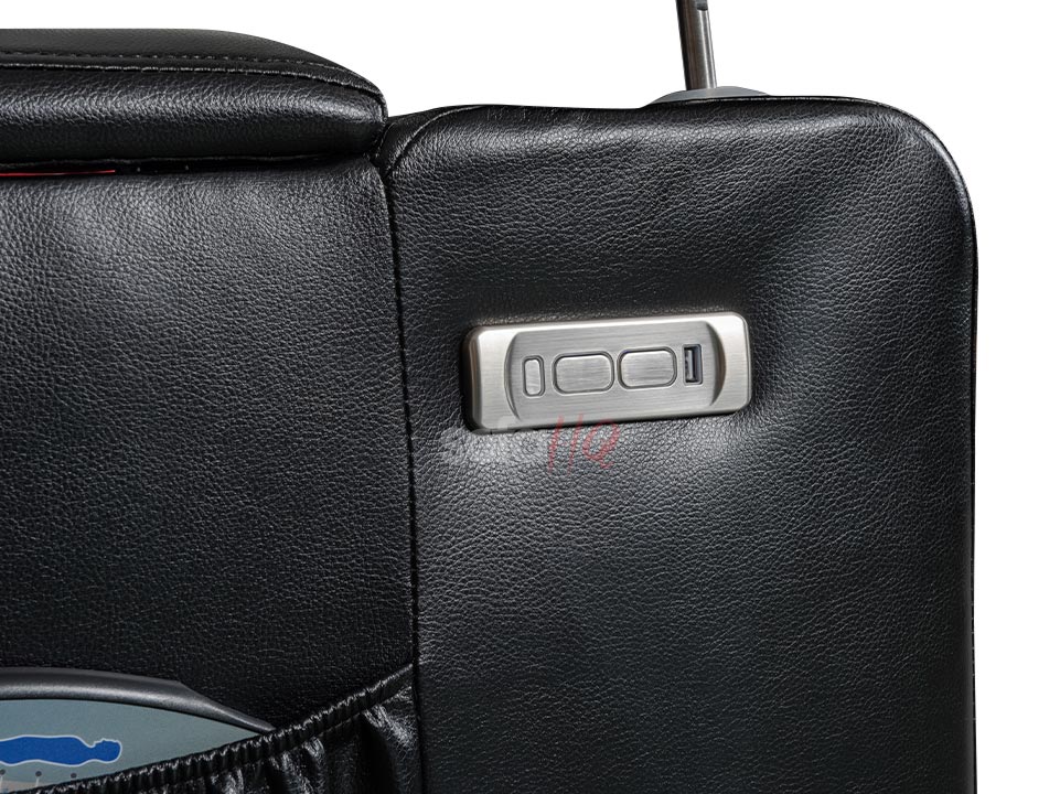 USB Ports of 3 Seater Black Aire Leather Electric Recliner Sofa - Sofa Crofton | Sofa HQ
