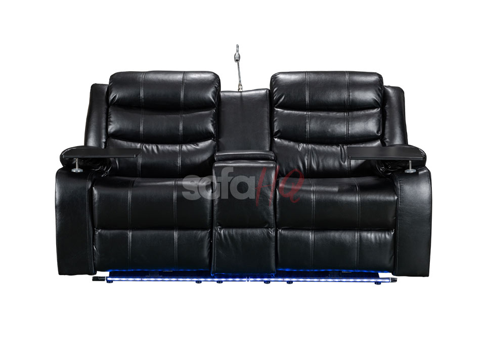 2 Seater Black Aire Leather Electric Recliner Sofa - Sofa Sorrento | Sofa HQ