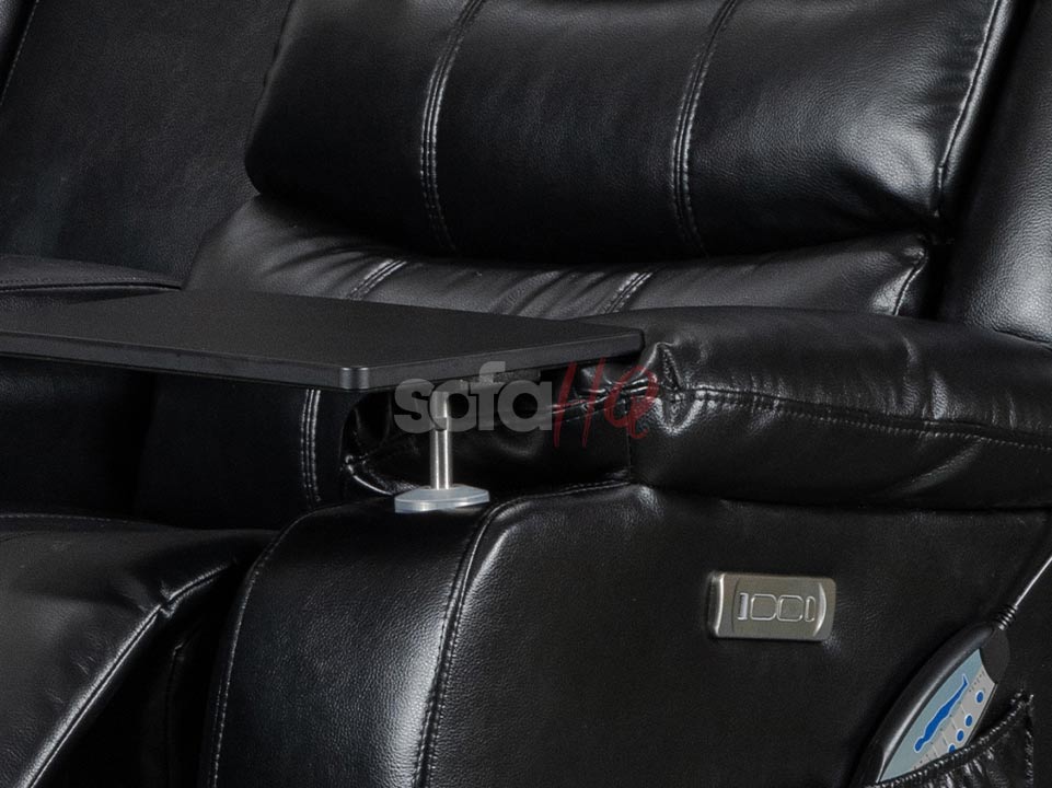 Armrest of 3 Seater Black Aire Leather Electric Recliner Sofa - Sofa Sorrento | Sofa HQ