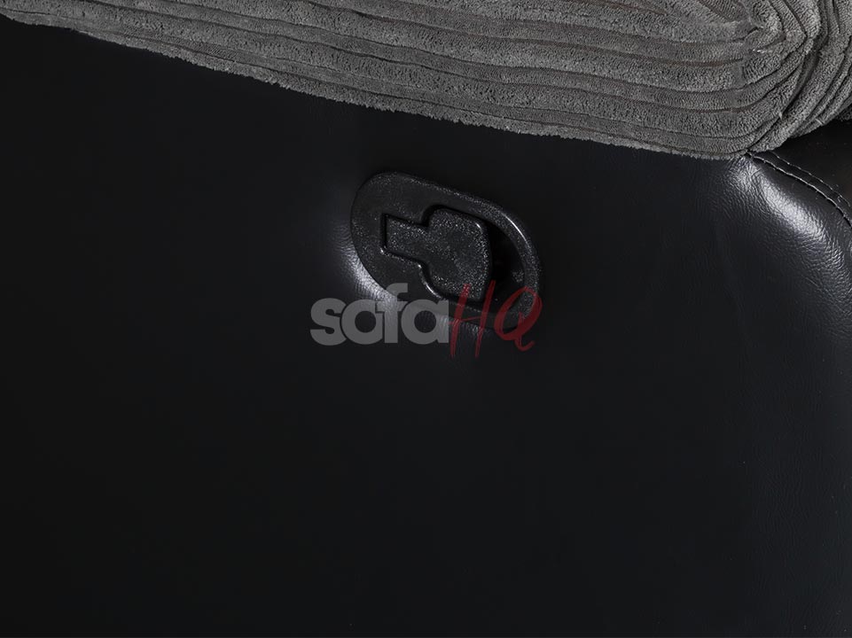 Pull Handle of 3 Seater Black Corded Fabric & Leather Recliner Sofa - Sofa Sorrento | Sofa HQ