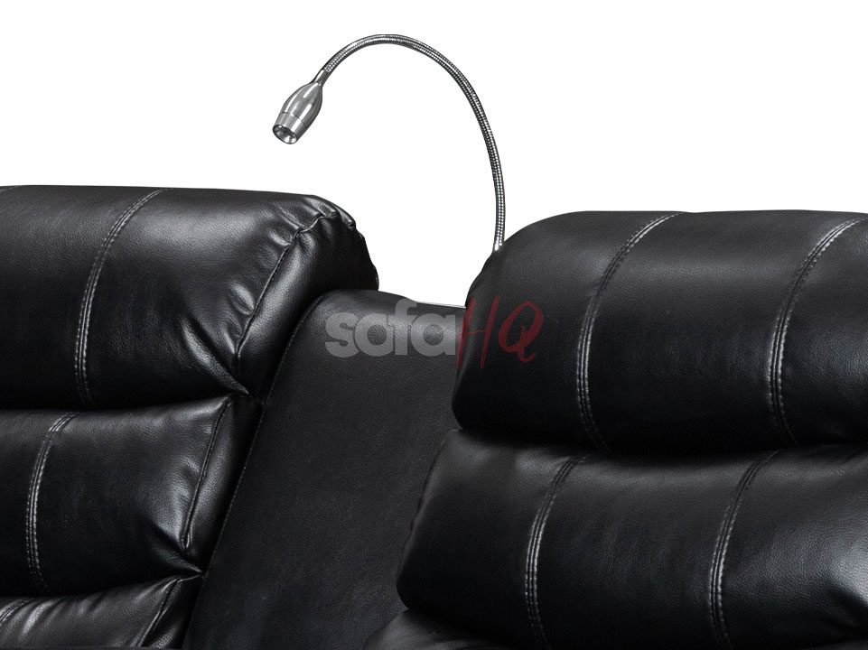 Lamp of 3 Seater Black Aire Leather Electric Recliner Sofa - Sofa Sorrento | Sofa HQ