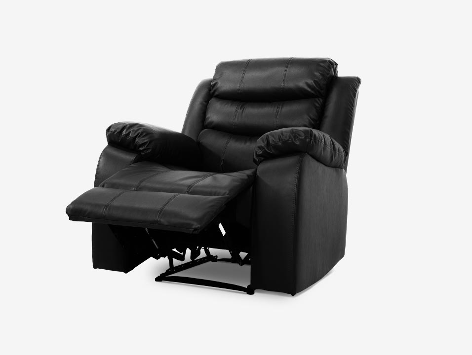 Reclined Black Leather Armchair