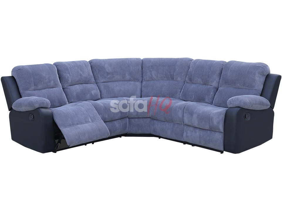 Crofton Grey Corded Fabric & Leather Recliner Corner Sofa
