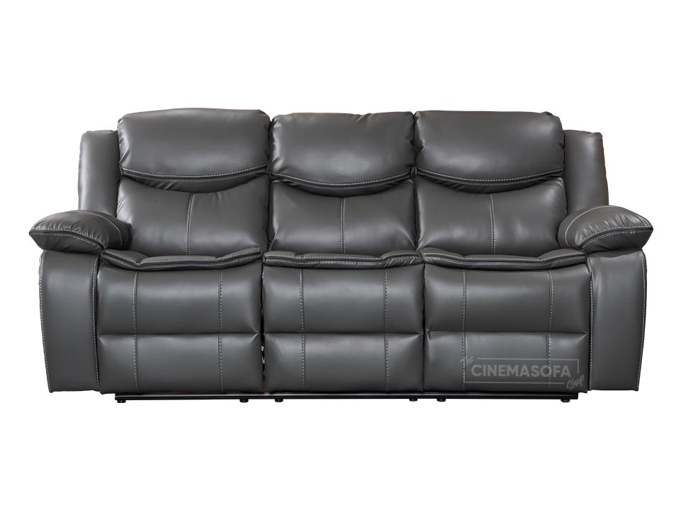 3 Seater Grey Leather Recliner Sofa - Sofa Highgate | Sofa HQ