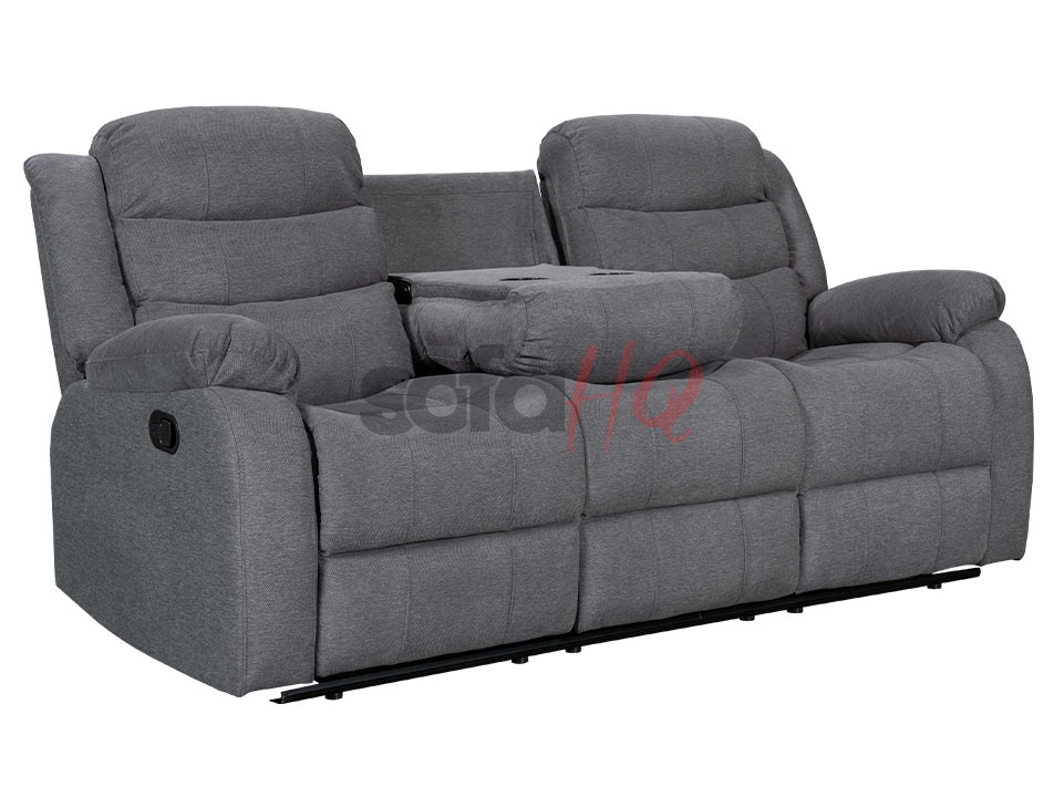 Reclined 3 Seater Charcoal Fabric Recliner Sofa - Sofa Sorrento | Sofa HQ