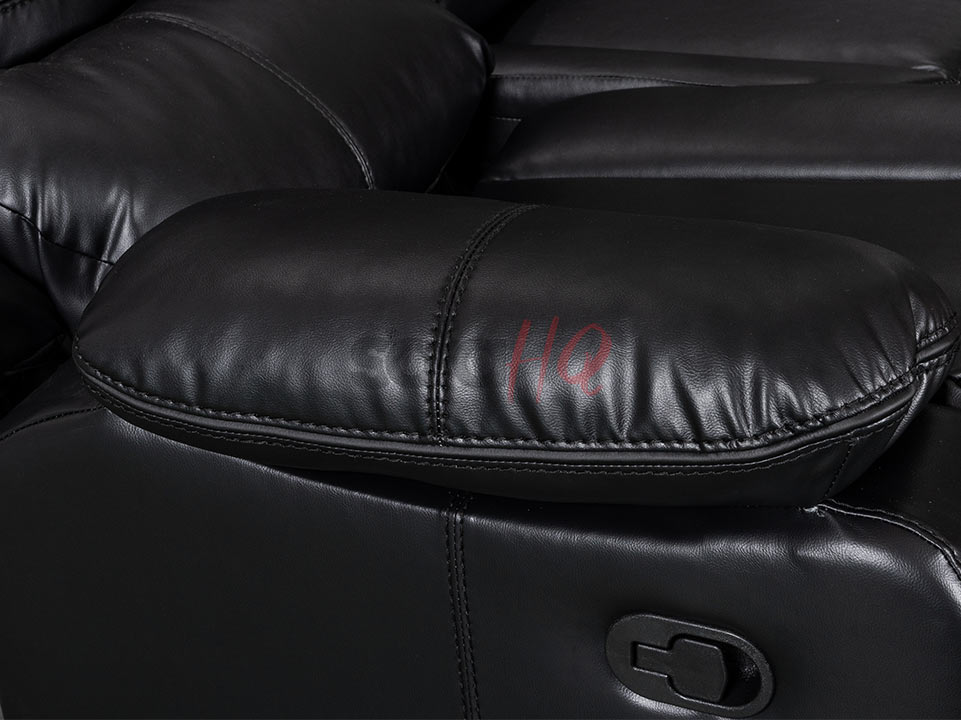 Armrest of 3+2 Seater Black Leather Recliner Sofa - Sofa Highgate | Sofa HQ
