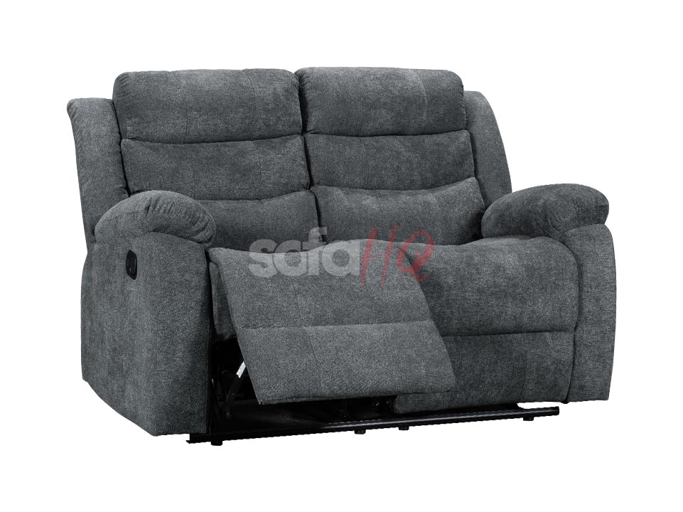 Reclined 2 Seater Dark Grey Soft Fabric Recliner - Sofa Sorrento | Sofa HQ