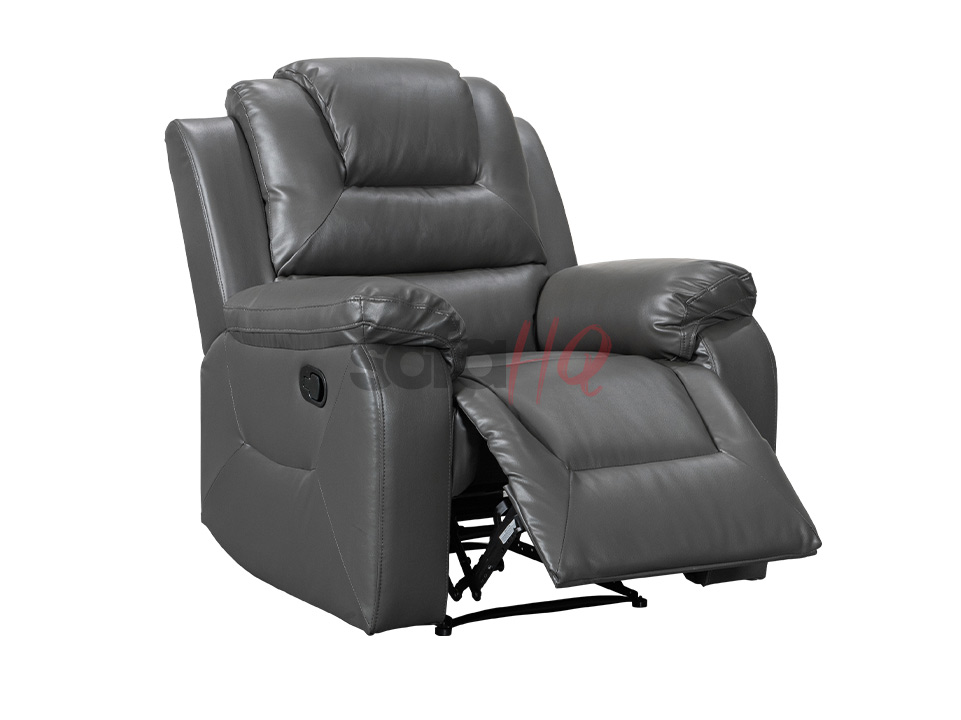 Reclined Grey Leather Recliner Armchair - Sofa Soho | Sofa HQ