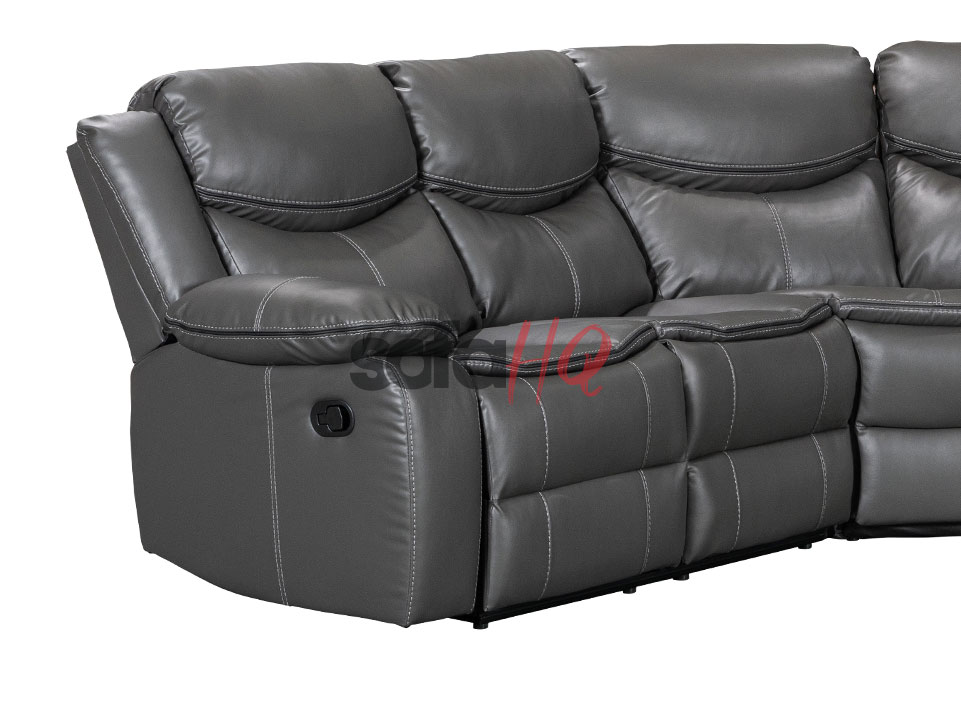 Left Side of Grey Leather Recliner Corner Sofa - Sofa Highgate | Sofa HQ