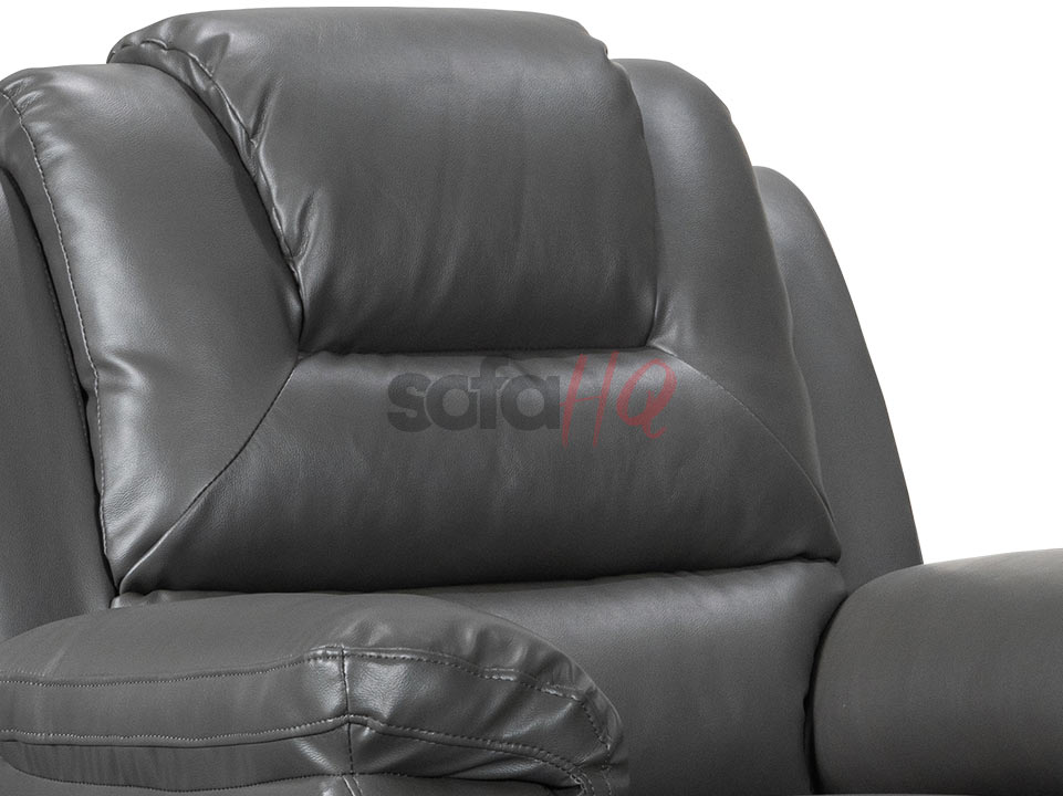 Head and Back Rests of Grey Leather Recliner Armchair - Sofa Soho | Sofa HQ