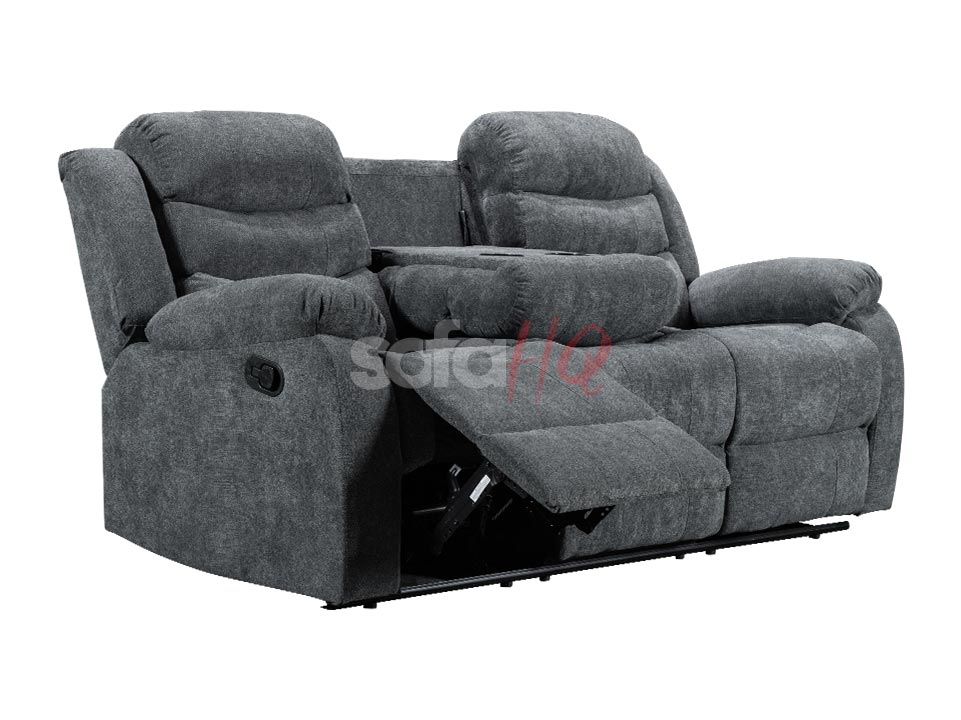 Reclined 3 Seater Dark Grey Soft Fabric Recliner - Sofa Sorrento | Sofa HQ