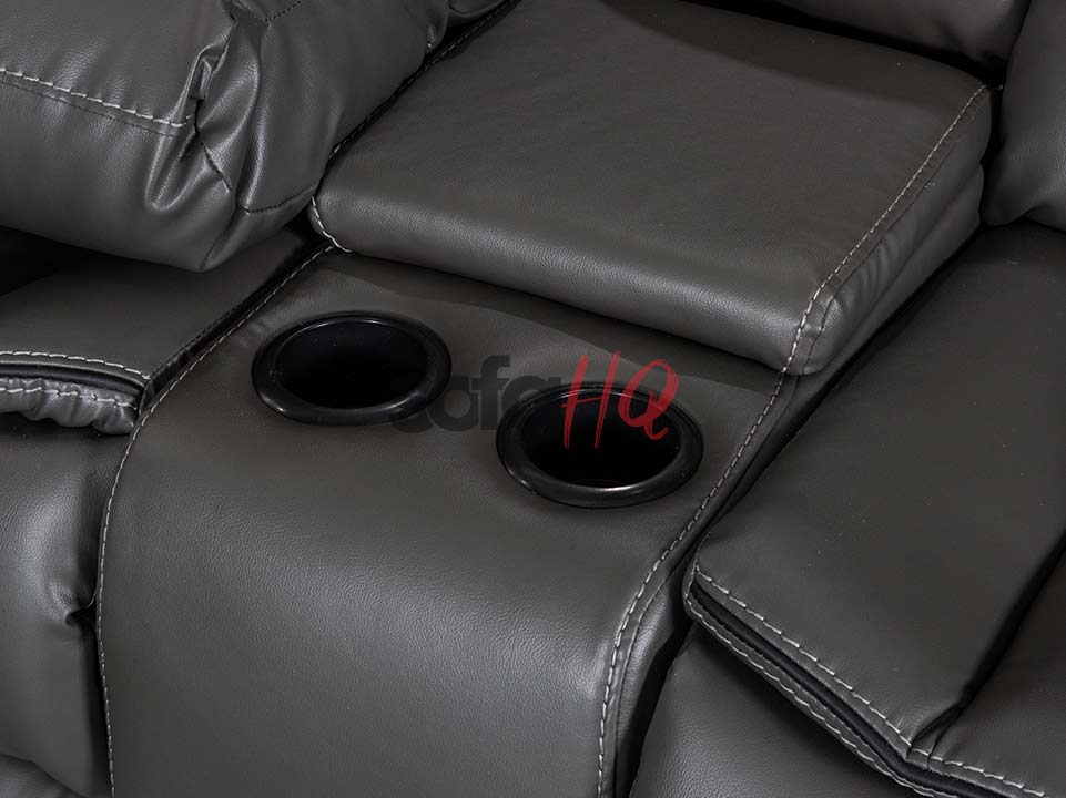 CupHolders of Grey Leather Recliner Corner Sofa - Sofa Highgate | Sofa HQ