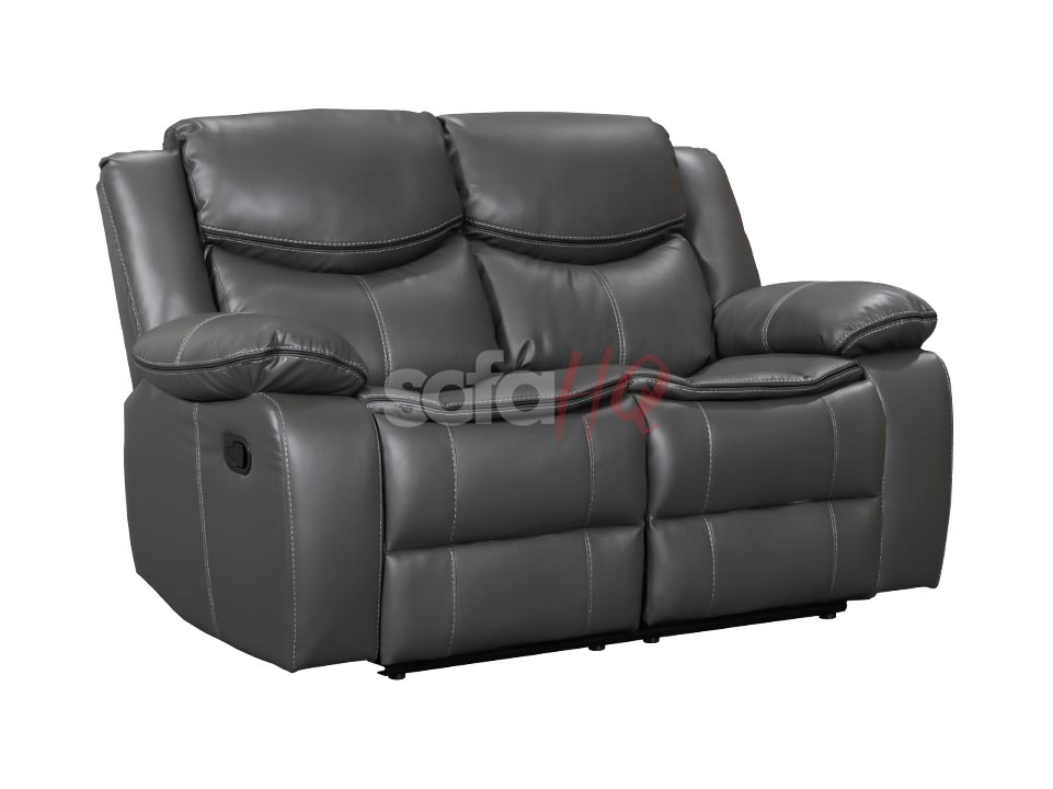 Side View of 2 Seater Grey Leather Recliner Sofa - Sofa Highgate | Sofa HQ