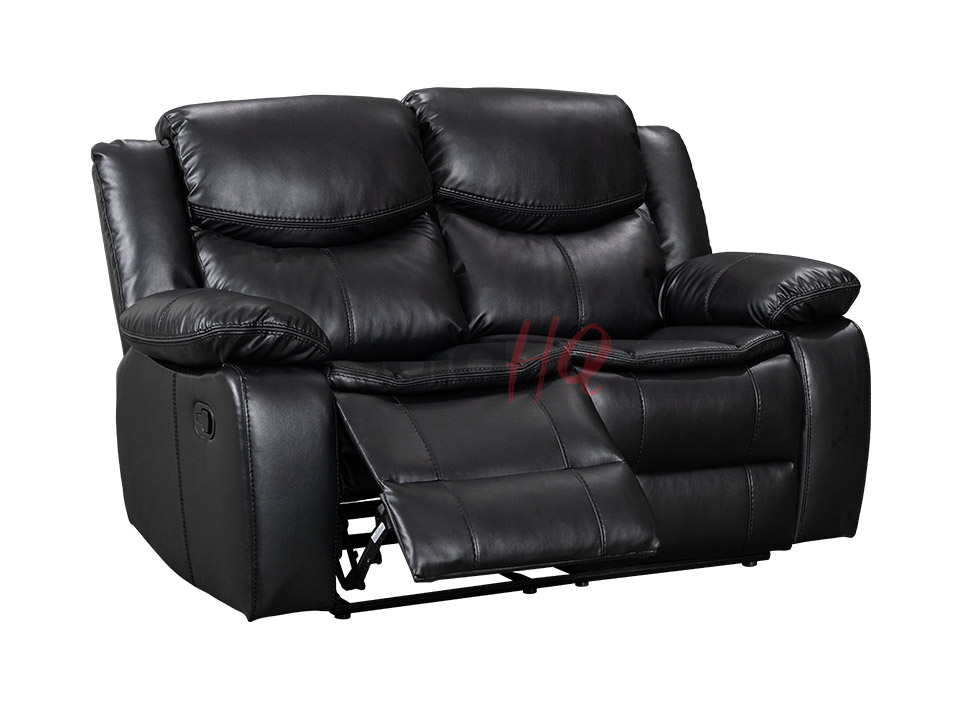 Reclined 2 Seater Black Leather Recliner Sofa - Sofa Highgate | Sofa HQ