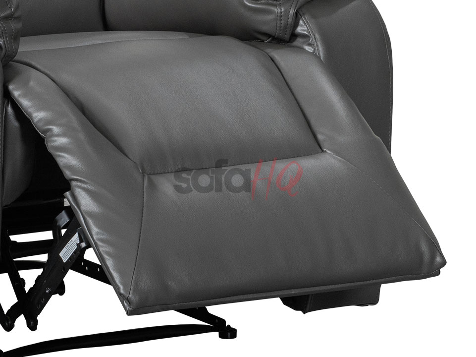 Reclined Seat of Grey Leather Recliner Armchair - Sofa Soho | Sofa HQ