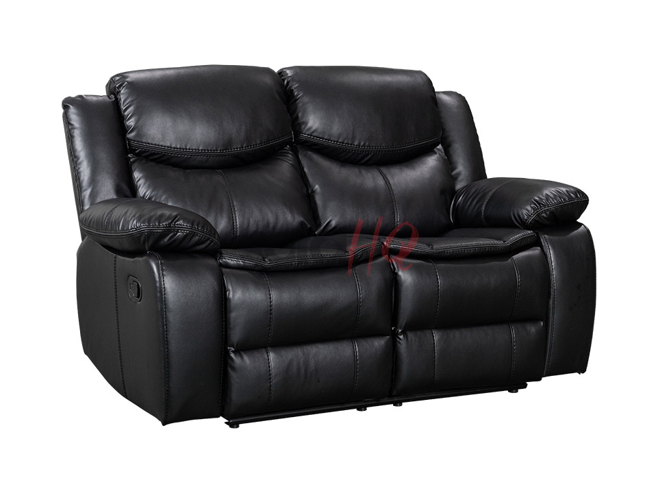 Side View of 2 Seater Black Leather Recliner Sofa - Sofa Highgate | Sofa HQ