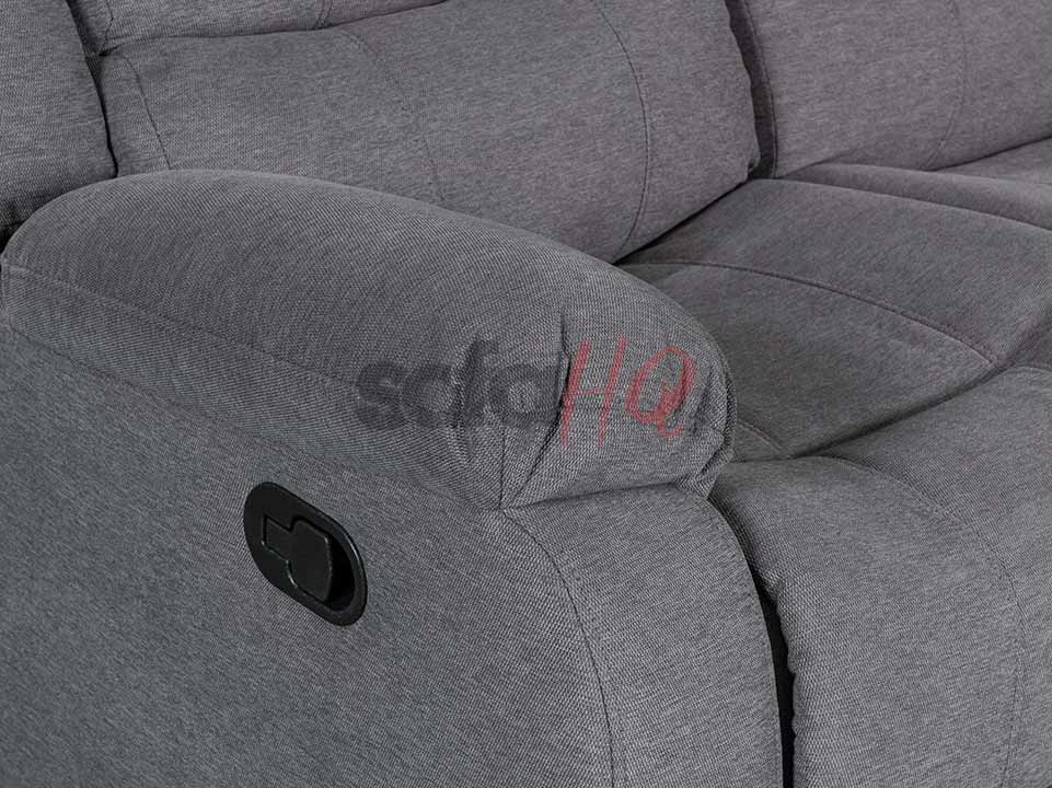 Armrest and Pull handle of 3 Seater Charcoal Fabric Recliner Sofa - Sofa Sorrento | Sofa HQ