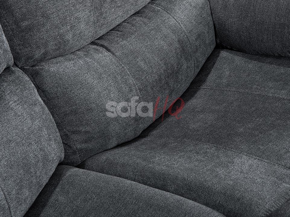 Seat of 3 Seater Dark Grey Soft Fabric Recliner - Sofa Sorrento | Sofa HQ
