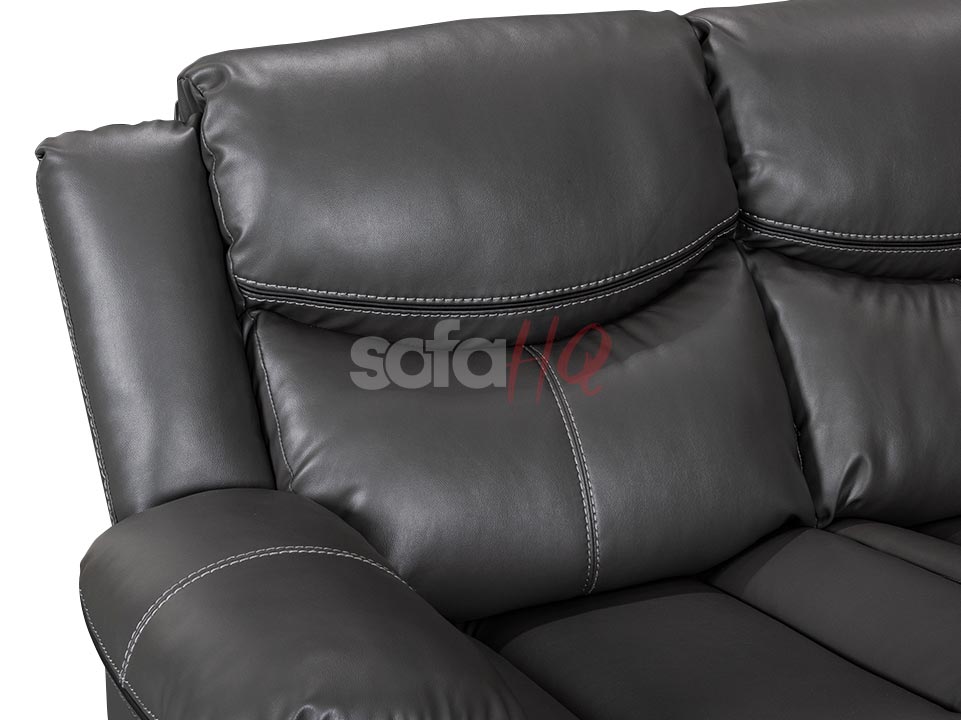 Backrest of 3+2 Seater Grey Leather Recliner Sofa - Sofa Highgate | Sofa HQ