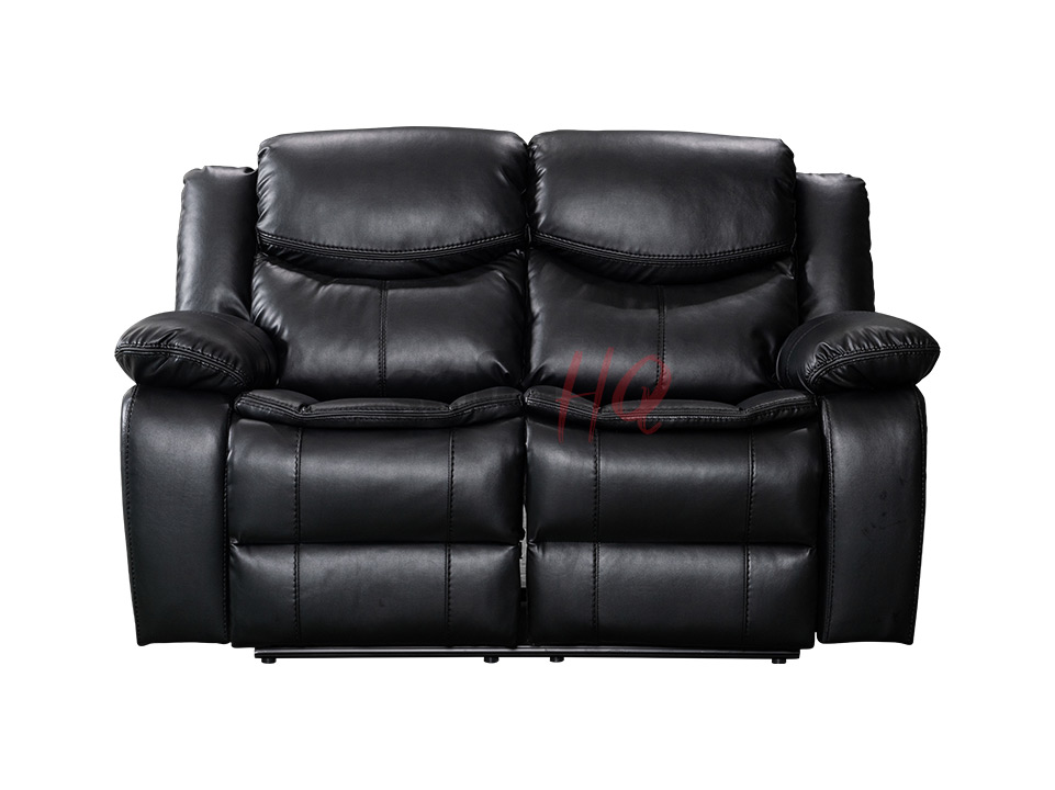 2 Seater Black Leather Recliner Sofa - Sofa Highgate | Sofa HQ
