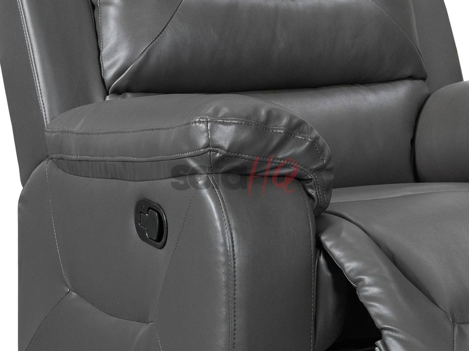Armrest and Pull handle of Grey Leather Recliner Armchair - Sofa Soho | Sofa HQ