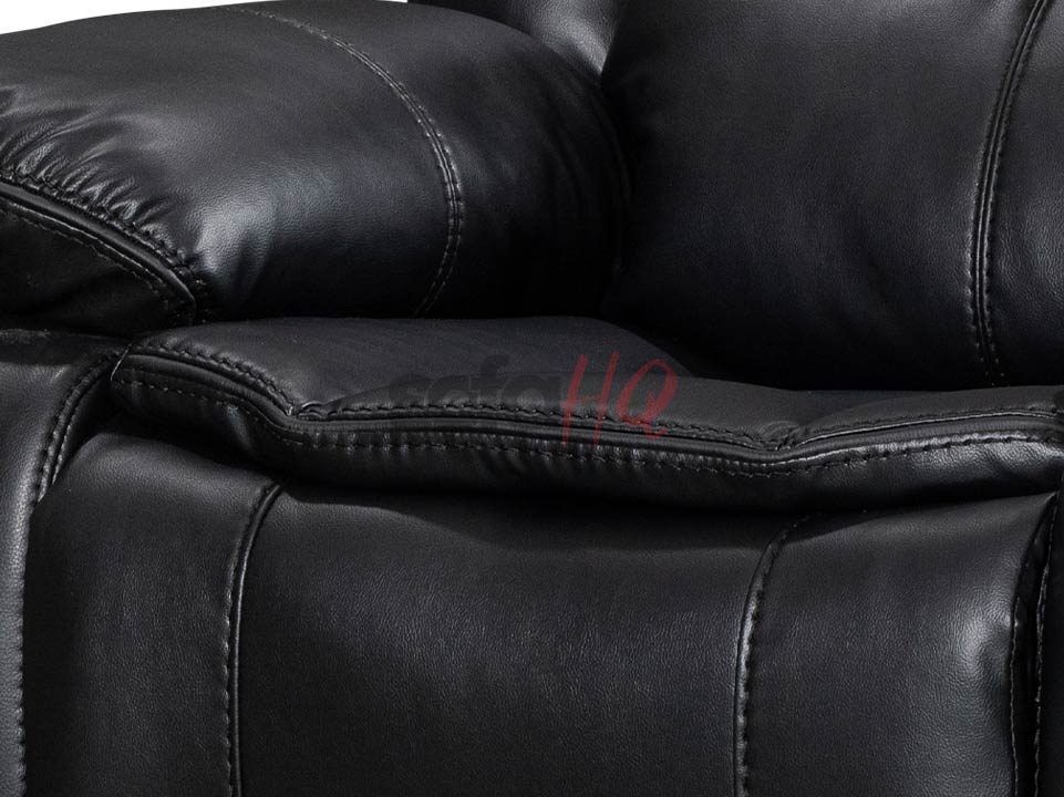 Close-up on Seat of Black Leather Recliner Armchair - Sofa Highgate | Sofa HQ