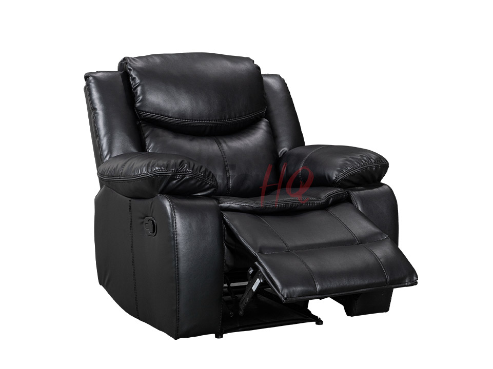 Reclined Black Leather Recliner Armchair - Sofa Highgate | Sofa HQ