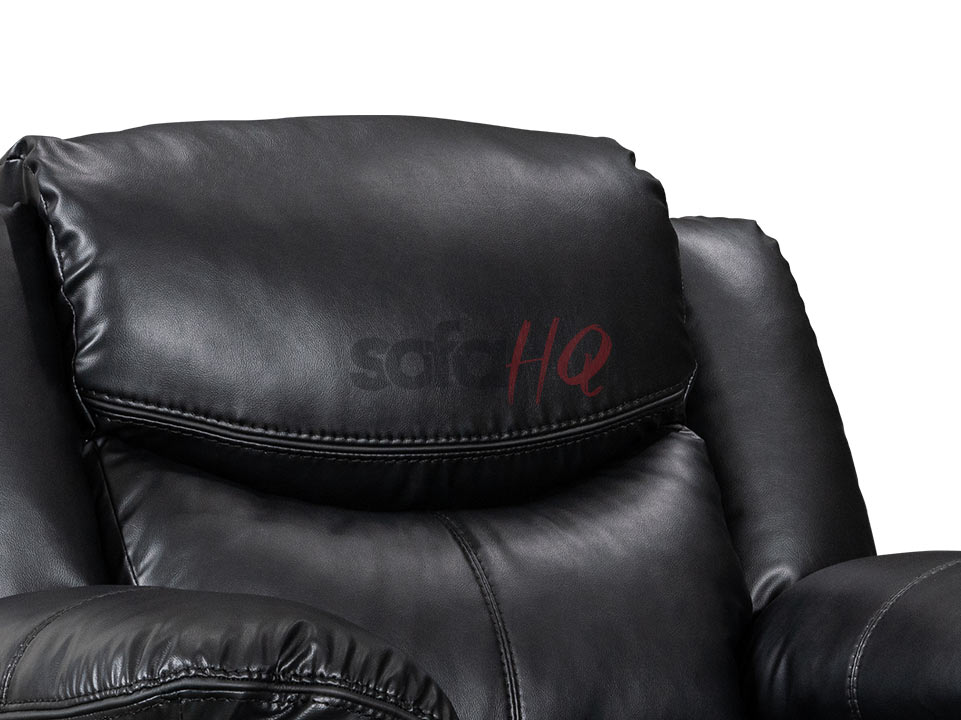 Headrest of Black Leather Recliner Armchair - Sofa Highgate | Sofa HQ