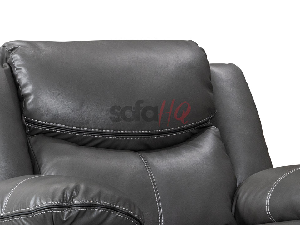 Headrest of Grey Leather Recliner Armchair - Sofa Highgate | Sofa HQ