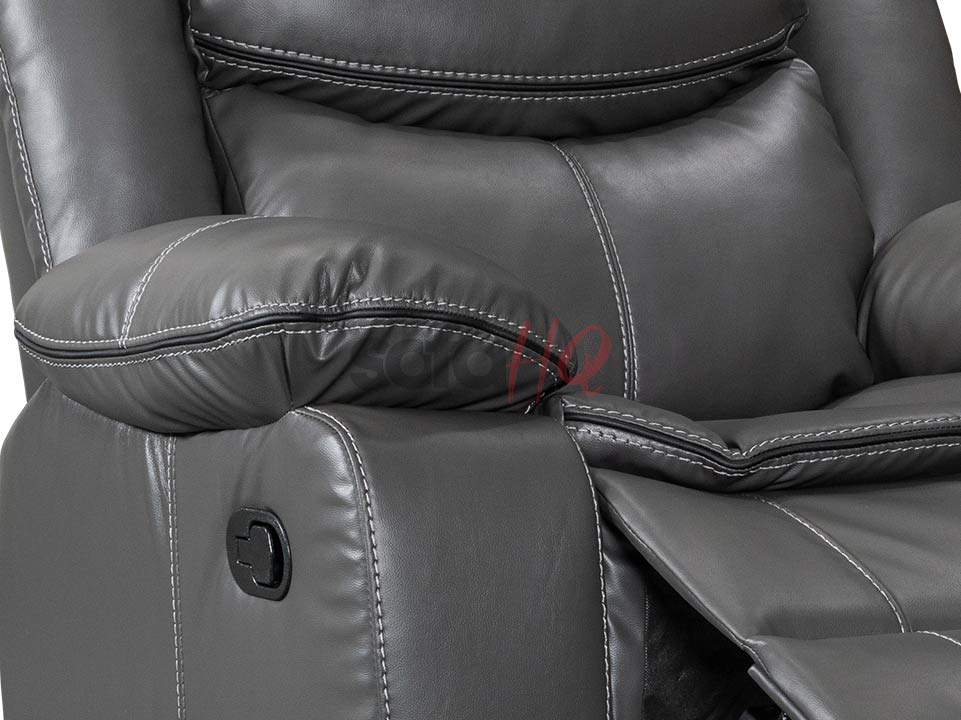 Armrest of Grey Leather Recliner Armchair - Sofa Highgate | Sofa HQ