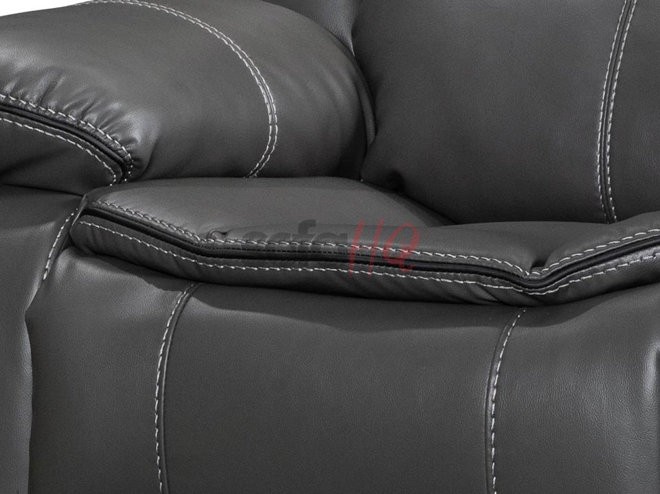 Close-up on Seat of Grey Leather Recliner Armchair - Sofa Highgate | Sofa HQ