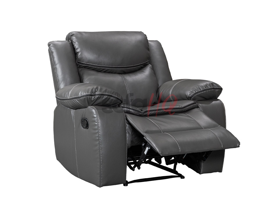Reclined Grey Leather Recliner Armchair - Sofa Highgate | Sofa HQ