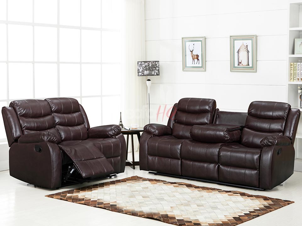 3+2 Seater Brown Leather Recliner Sofa - Sofa Roma | Sofa HQ