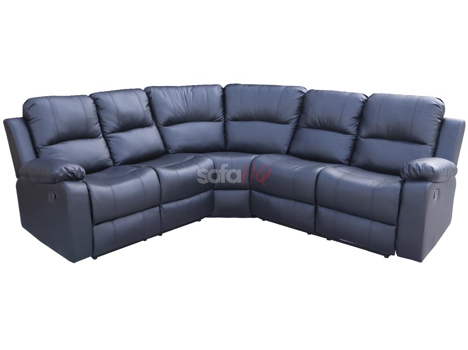 Crofton Black Leather Recliner Corner Sofa